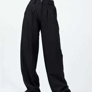 Princess Polly Black Wide Leg Pleated Trousers
